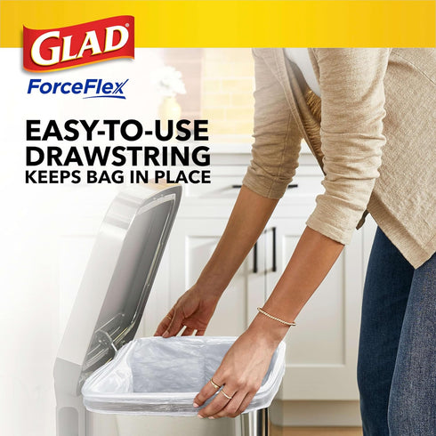 Glad Trash Bags, 13 Gallon ForceFlex Tall Kitchen Drawstring Garbage Bags, 40 Count, Package May Vary