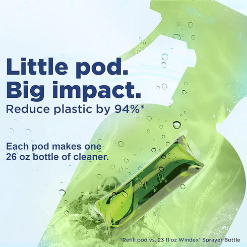 Windex Dissolve Concentrated Pods, Multisurface Cleaner Starter Kit contains 1 Reusable Bottle, 3 Concentrated Dissolvable Pods
