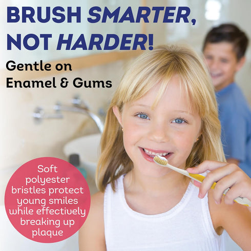 MOUTHWATCHERS Soft Flossing Toothbrushes for Kids, Pink, by Dr. Plotka, Ultra Clean for Sensitive Teeth & Gums
