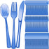 150 Pieces Disposable Cutlery Set, Heavy Duty Plastic Silverware with 50 Forks, 50 Knives, 50 Spoons for Parties, Events