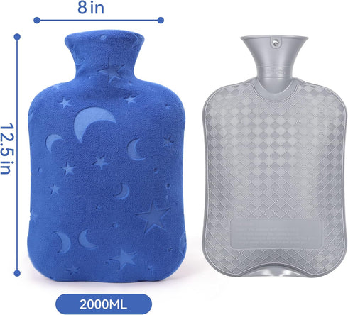 Hot Water Bottle with Soft Cover, 2L Bag for Menstrual Cramps, Pain Relief, Hot and Cold Therapies
