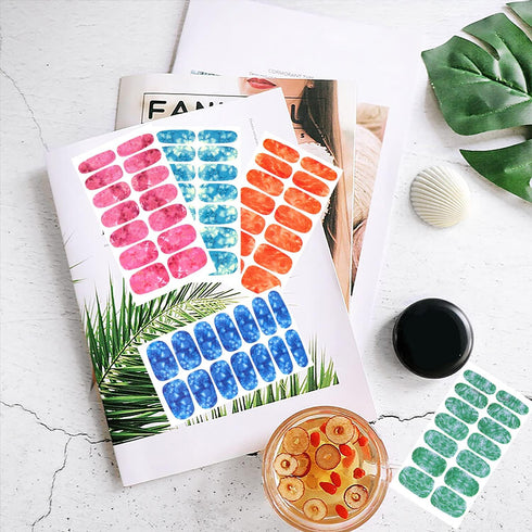 JERCLITY 20 Sheets Candy Color Marbling Nail Polish Strips with Nail File for DIY Nail Art Manicure Kit