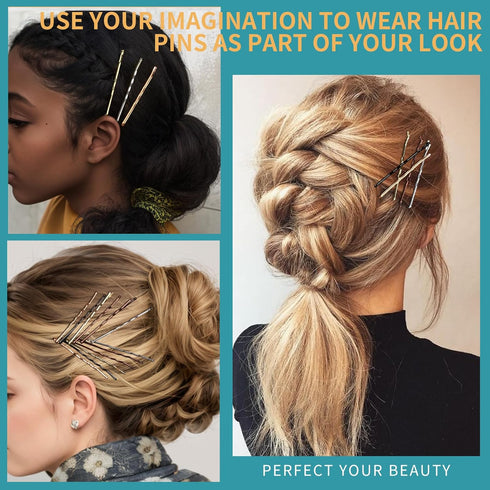 Teenitor 250count Bobby Pins, 2.75inch Large Bobby Pins, Brown Black Blonde Silver for Women Girls, Large Pins for