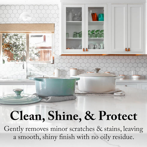 Goddard’s Marble & Granite Polish, Carnauba Wax Countertop Cleaner for Scratches & Stains, 8 oz Sealer & Protectant