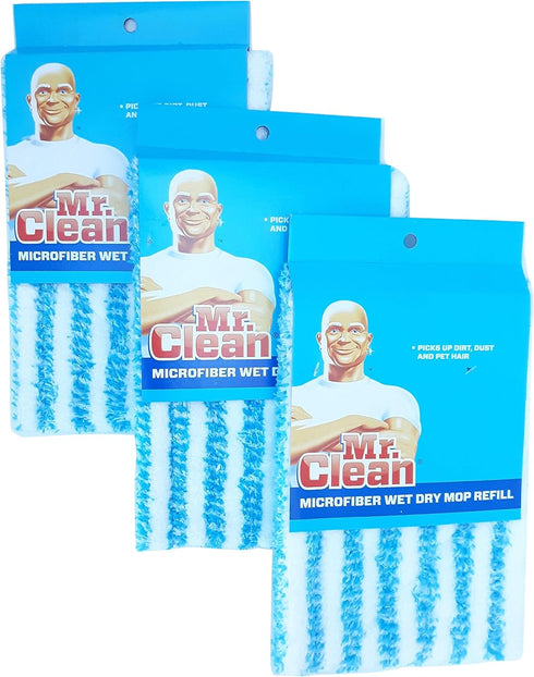 Mr. Clean Wet Dry Mop Refill, Microfiber 3 Pack, Color May Vary