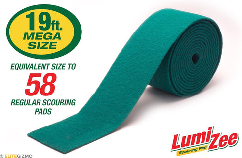 The Clever Cuisine 19ft 19ft 6in 0.3in (6m 15cm 8mm) Green Scrubbing Pad Roll Economy Size Medium Duty Abrasive Scrub