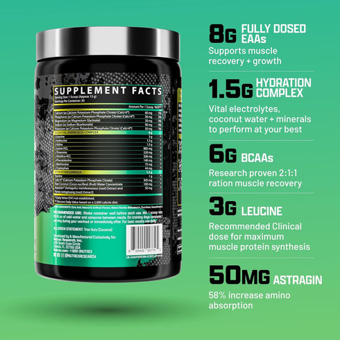 Nutrex Research EAA Hydration Powder | EAAs + BCAAs for Muscle Recovery, Strength, Endurance | 8G Essential Amino Acids