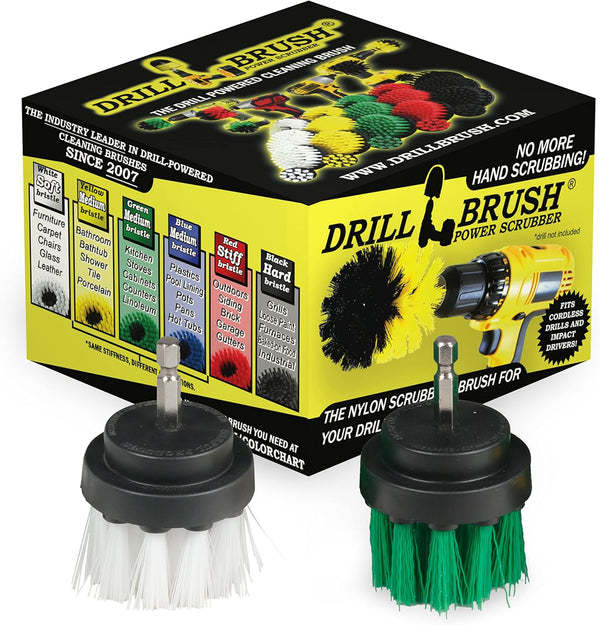 Drill Brush - Grout Cleaner - 2-inch Diameter Round Spin Brush Set for Kitchen Accessories and Carpet Cleaning