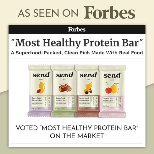Pack, 8 SEND Bars Plant-Based Vegan Healthy Protein Bars, With Greens (Variety Bars) Only Real Ingredients, Zero Added
