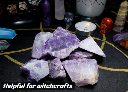 Crocon 1LB Amethyst Rough Bulk Natural Stone, Raw Gemstone for Tumbling, Cabbing, Polishing, Reiki Healing