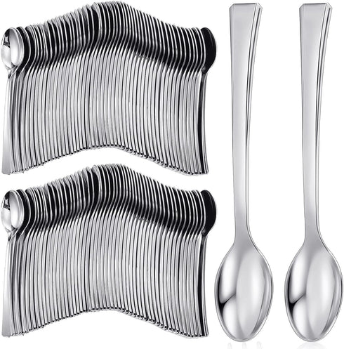 300 Pieces Plastic Mini Appetizer Forks and Spoons, 4.53 Inch Heavy Duty Disposable Silverware for Parties