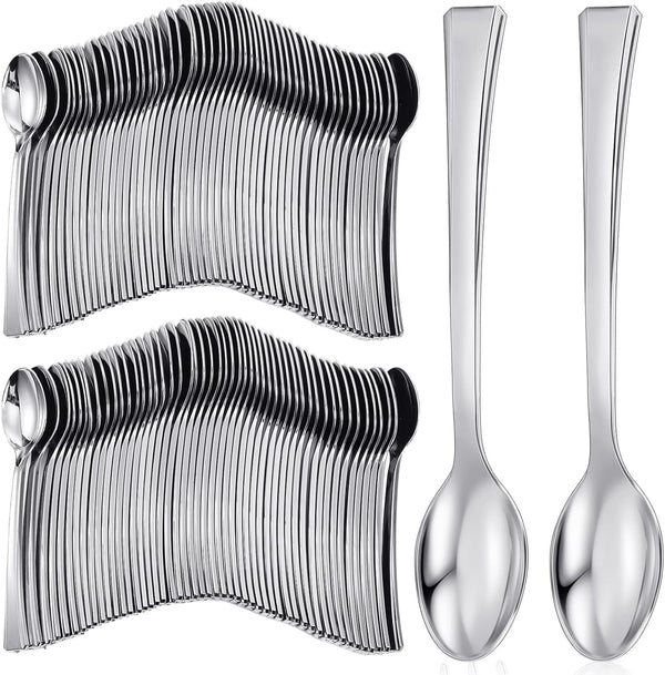 300 Pieces Plastic Mini Appetizer Forks and Spoons, 4.53 Inch Heavy Duty Disposable Silverware for Parties