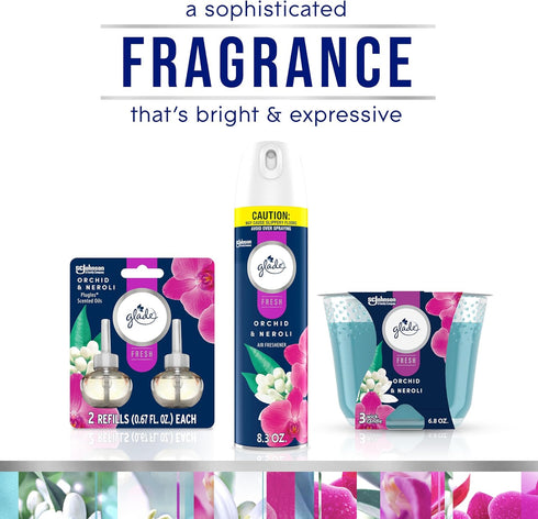 Glade Automatic Spray Refill, Air Freshener for Home and Bathroom, Orchid & Neroli, Fresh Collection, 6.2 Oz, 2 Count