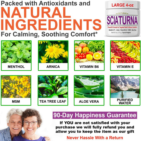 Sciatica Nerve Cream - Maximum Strength Comfort Cream for Feet, Hands, Legs, Back - 4 Oz