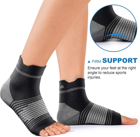 Plantar Fasciitis Sock (6 Pairs) for Men and Women, Compression Foot Sleeves with Arch and Ankle Support (Black)
