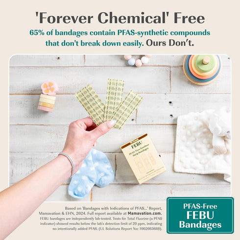 FEBU Eco-Friendly Bamboo Fabric Bandages, PFAS Free, Natural Hypoallergenic Bandages, 75 Count