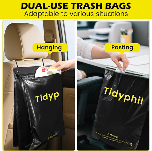 Tidyphil 150 2 PCS Disposable Car Trash Bags Hanging, Leak-proof, Odor Seal. Gallon Car Garbage Bags, Big Capacity.