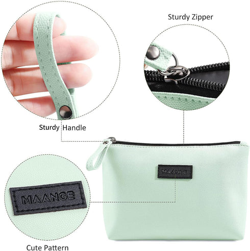 Small Makeup Bag for Women, Pu Leather Travel Makeup Pouch with Zipper, Makeup Bag for Purse