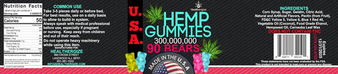 Hemp Gummies Bears, 90 Fruity Flavors Sleep Gummies for Calm, Muscles Discomfort, Relaxation, Natural Hemp Oil Edibles