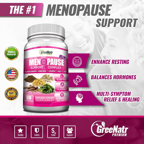 Menopause Supplements for Women - Perimenopause Support with Dong Quai & Black Cohosh, 60 Caps