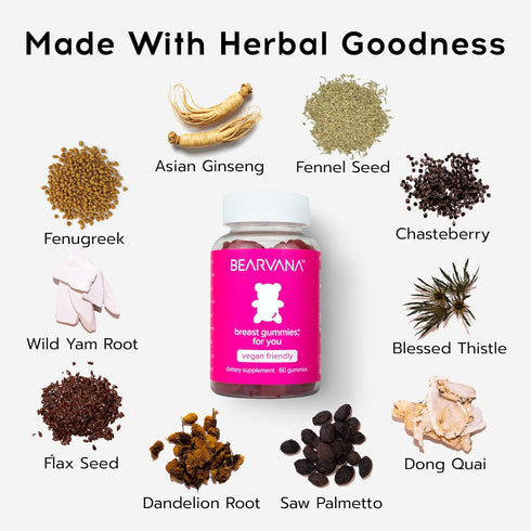 BEARVANA Gummies for Women - Top Support Natural Balance & Confidence | Fitness Supplement with 9 Herbs, Berry Flavor,