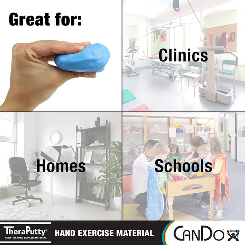 CanDo TheraPutty Standard 4oz Blue Firm Hand Exercise Putty for Rehabilitation and Strengthening