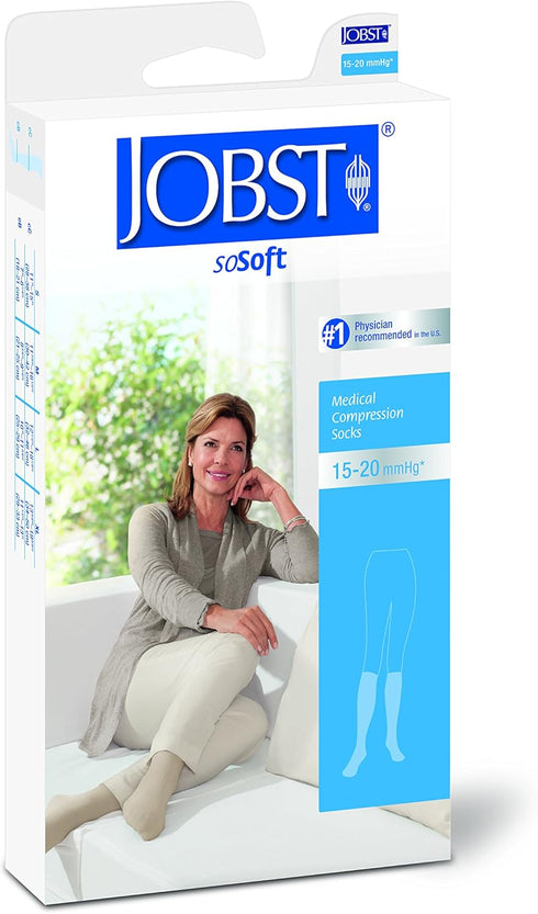 Jobst soSoft Women Brocade Knee Highs, M, 15-20mmHg, Sand