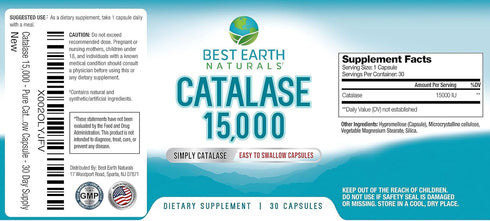 Best Earth Naturals Catalase Supplement 15,000 - Hair Supplements for Strong Hair, 30-Day Supply