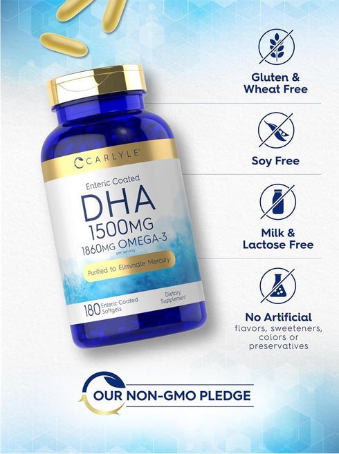 Carlyle DHA Supplement 1500mg - 180 Softgels, Omega-3 Supplement, Non-GMO, Gluten Free
