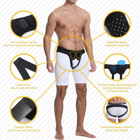 Hernia Belt Truss for Men Women, Adjustable Hernia Belt for Inguinal or Sports Hernia, M