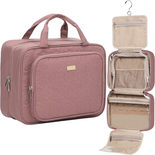 NISHEL Large Size Toiletry Bag for Women, Travel Essentials Organizer, Hanging Makeup Case for Accessories