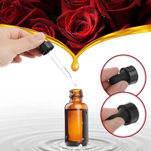Yesker Amber Glass Bottles for Essential Oils with Glass Eye Dropper 30 ml (1oz) for Essential Oils, Chemistry Lab Chemicals, Colognes & Perfumes- Pack of 6 by Yesker