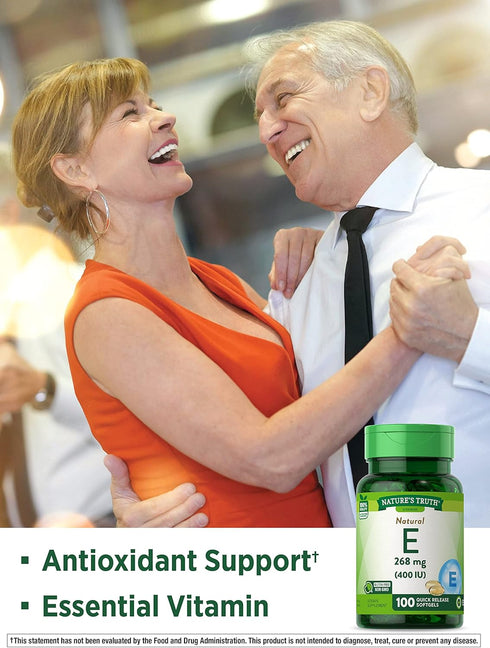Nature's Truth Vitamin E Softgels, 268mg, 100 Count | Non-GMO & Gluten Free Supplement