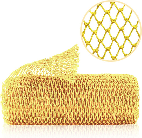 African Net Sponge, Authentic Exfoliating Body Scrubber for Bath and Shower, Yellow