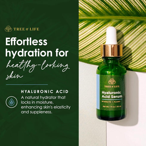 Tree of Life Hyaluronic Acid Serum for Face, 2 Fl Oz, Hydrating Anti-Aging Serum