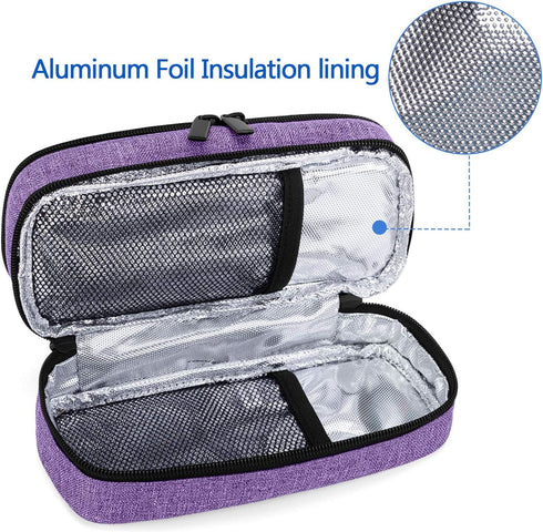 Yarwo Insulin Cooler Travel Case, Double-Layer Diabetic Organizer with 2 Ice Packs for Insulin Pens, Blood Glucose