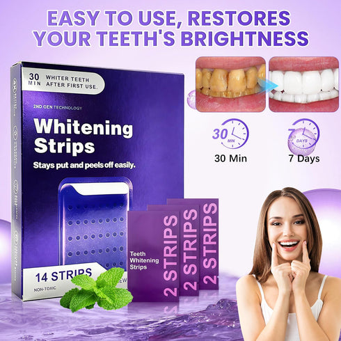 Silent Grind Pro (28 Purple Teeth Whitening Strips Strips) Purple Whitening Strips, Portable Whitening Strips Purple