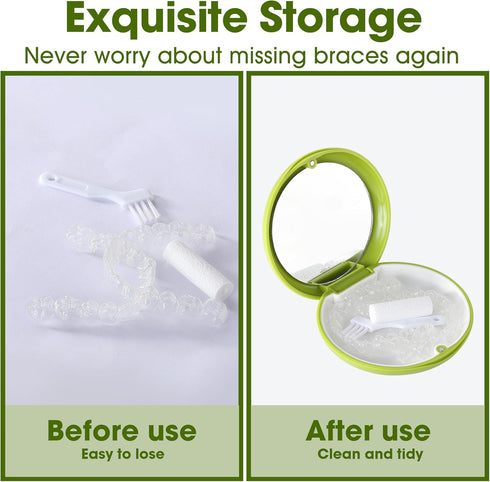 VRUIFA 2 (1PCS White+1PCS PCS Retainer Cases, Compatible with Invisalign, Mouth Guard Case with Mirror, Suitable