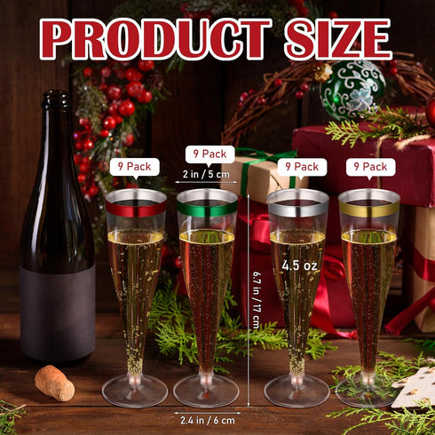 Jingmore 36 4.5 oz Summer Pcs Plastic Champagne Flutes Clear Toasting Glasses Cocktail Cup Wine Disposable Champagne