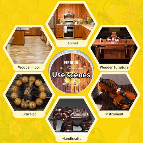 PIPIHUA 2 PCS Beeswax Furniture Polish, Wood Seasoning Beeswax for Waterproof & Repair, Beeswax Polish with 3pcs
