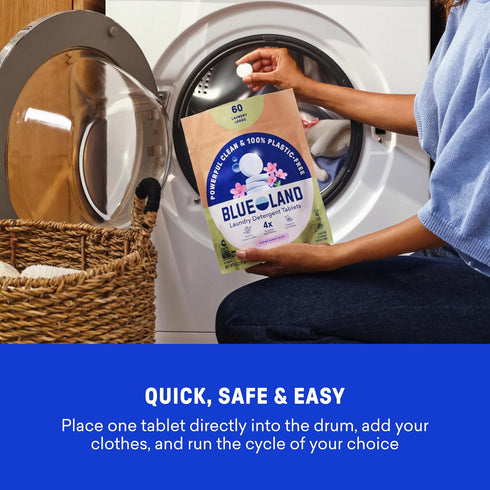 Set, 60 Count BLUELAND Laundry Detergent Tablets, Starter Spring Bloom Scent, with Tin, Plastic-Free Eco-Friendly Pods
