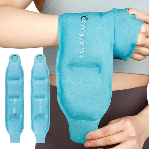 Comfytemp Wrist Ice Pack Wrap - Carpal Tunnel Relief, 2 Gel Packs, Hot Cold Compression Brace for Hand Injuries