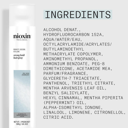 Nioxin Density Defend Styling Strong Hold Hairspray - 10.6 oz for Long-Lasting Hairstyles