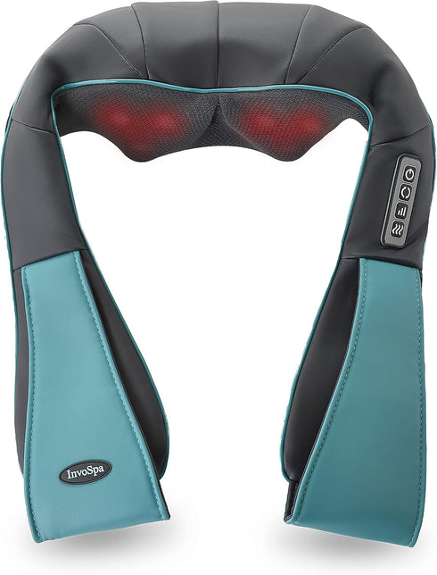 InvoSpa Deep Kneading Neck and Back Massager with Heat - Electric Full Body Relaxation Pillow