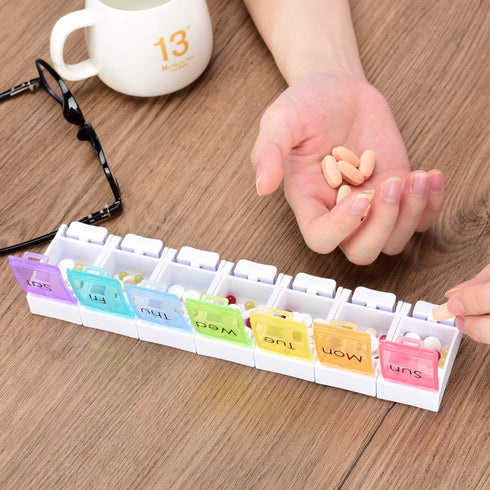 LEMBOL 1 Detachable Pill Organizer,Weekly Pill Box Time a Day,Large Daily Pill Case for Pills/Vitamin/Fish