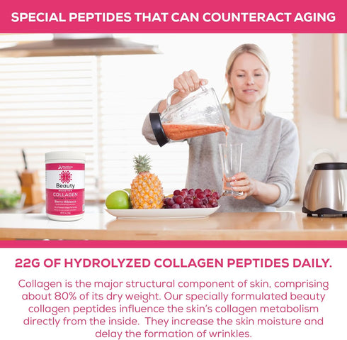 Beauty Collagen Peptides, Berry Hibiscus Flavor, 12 Oz
