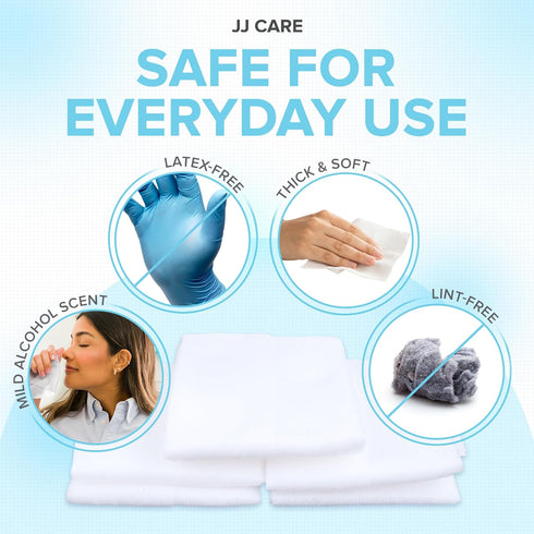 JJ CARE Large Alcohol Prep Pads, 4 x 6" Sterile Alcohol Pads Individually Wrapped, 70% Isopropyl Alcohol Wipes, Pack of