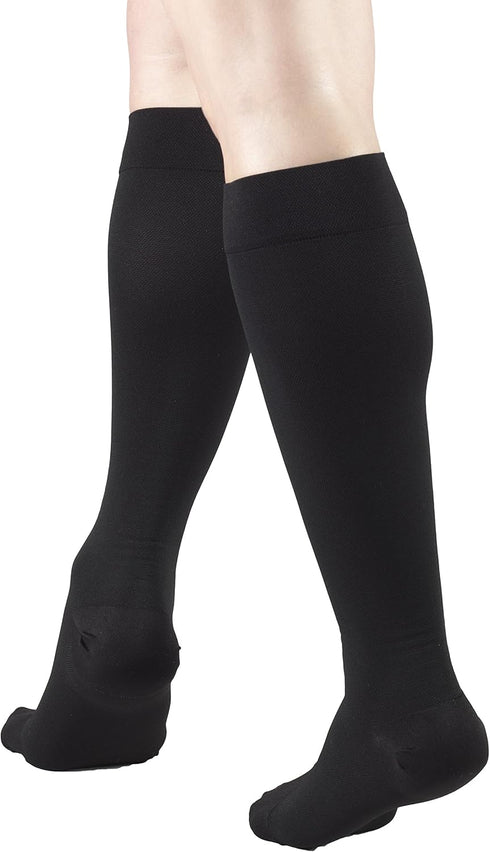 Truform 15-20 mmHg Compression Stockings - Knee High Length, Closed Toe, Black, X-Large