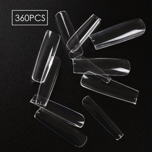 Square Nail Tips Full Cover, Extra Long Clear Professional Acrylic Tips, XXL Ultra-hard Press on Nails (360Pcs)