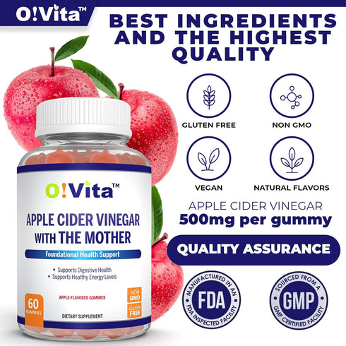 Gummies B12 60 Gummies, 2-Month Apple Cider Vinegar with The Mother, Gluten Free, Vegan, Made with Pomagranate, Beet